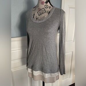 White House Black Market Gray Long Sleeve Top